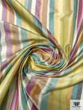 Vertical Striped Yarn-Dyed Silk Taffeta - Multicolor