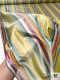 Vertical Striped Yarn-Dyed Silk Taffeta - Multicolor