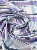 Plaid Yarn-Dyed Silk Shantung - Lavender / Sky Blue / Navy / Off-White