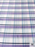 Plaid Yarn-Dyed Silk Shantung - Lavender / Sky Blue / Navy / Off-White