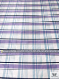 Plaid Yarn-Dyed Silk Shantung - Lavender / Sky Blue / Navy / Off-White