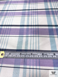 Plaid Yarn-Dyed Silk Shantung - Lavender / Sky Blue / Navy / Off-White