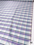 Plaid Yarn-Dyed Silk Shantung - Lavender / Sky Blue / Navy / Off-White