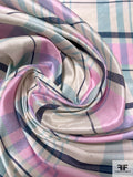 Plaid Yarn-Dyed Silk Shantung - Pink / Seafoam Blue / Navy / Lightest Grey