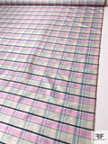 Plaid Yarn-Dyed Silk Shantung - Pink / Seafoam Blue / Navy / Lightest Grey