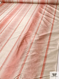 Vertical Striped Yarn-Dyed Silk Taffeta - Orange Coral / Ivory