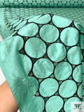 Circle Cutout Embroidered Silk Shantung - Seafoam Green / Black