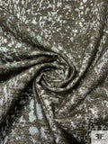 Italian Silk and Wool Metallic Brocade - Smokey Olive / Silver