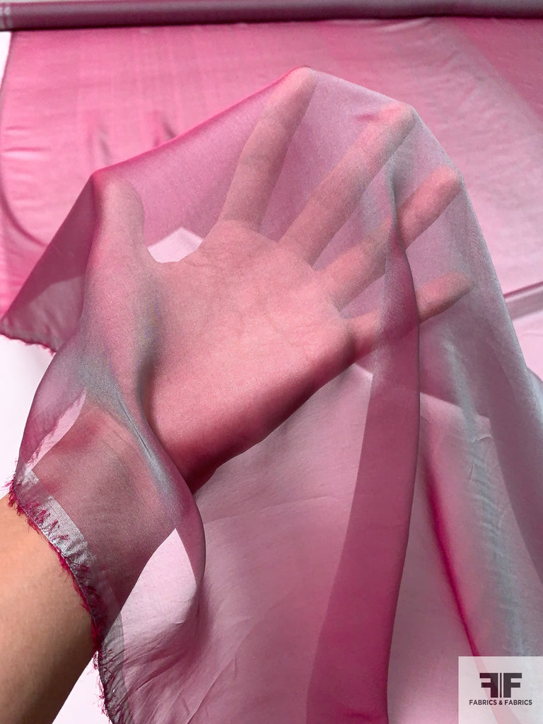 Golden Mint Iridescent Silk Chiffon