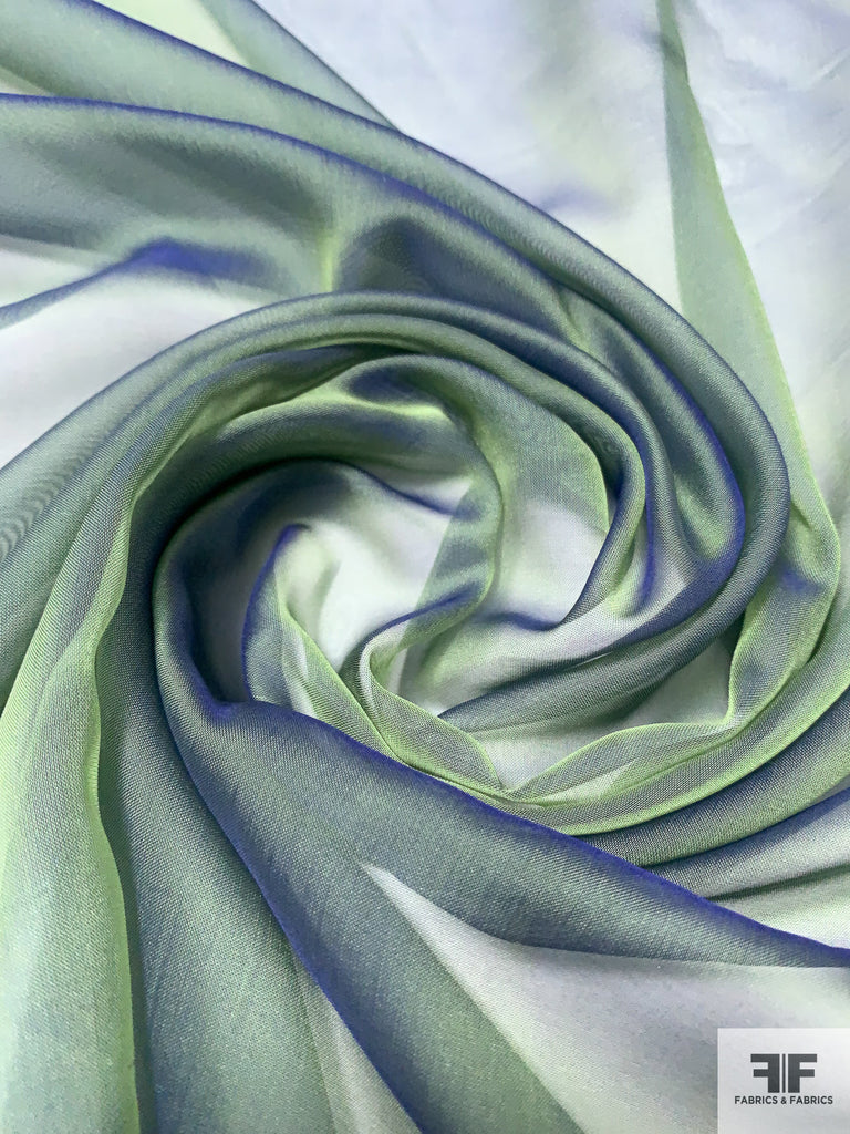 Iridescent Silk Chiffon Green / Blue FABRICS & FABRICS Fabrics