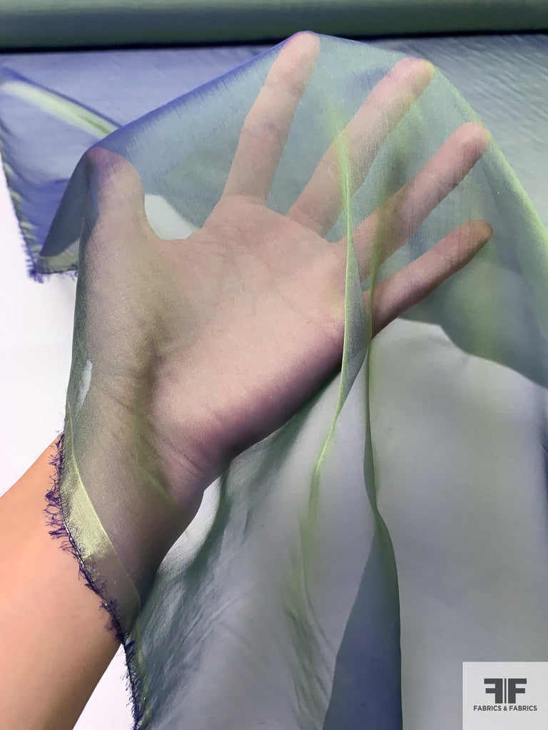 Iridescent Silk Chiffon Green / Blue FABRICS & FABRICS Fabrics