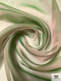 Iridescent Silk Chiffon - Green / Dusty Pink