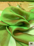 Iridescent Silk Chiffon - Green / Bronze