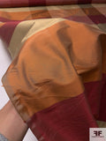 Plaid Yarn-Dyed Silk Shantung - Maroon / Antique Gold / Rusty Orange