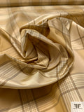 Gingham Plaid Yarn-Dyed Silk Taffeta - Antique Gold / Cream / Beige