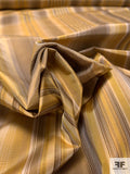 Vertical Striped Yarn-Dyed Silk Taffeta - Antique Ochre / Browns