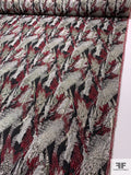 Brushstroke Textured Metallic Brocade - Burgundy / Grey / Silver / Black