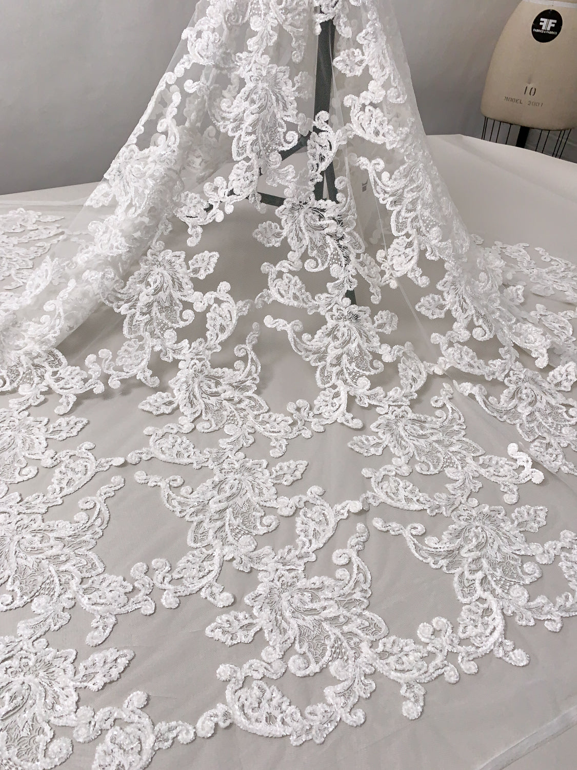Marchesa Fine Embroidered Bridal Tulle with Chenille Cording and