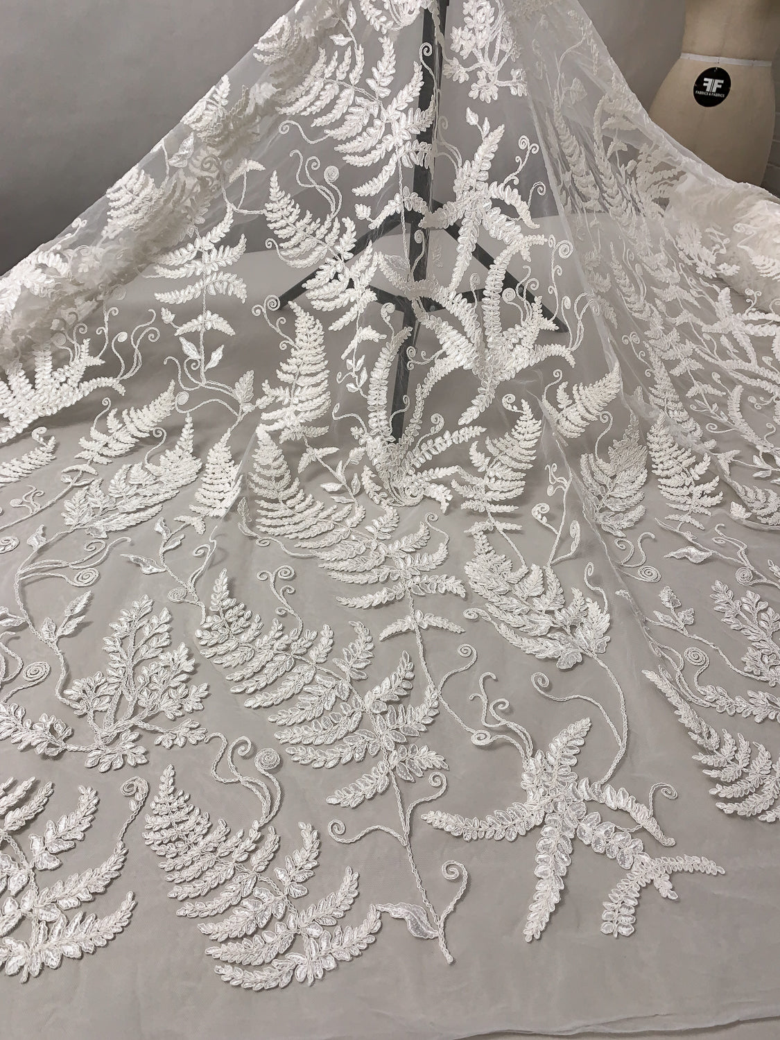 Marchesa Fern Leaf Fine Embroidered and Corded Tulle - Off-White | FABRICS & FABRICS Fabrics & Fabrics Marchesa Fern Leaf Fine Embroidered and Corded Tulle - Off-White | FABRICS & FABRICS Fabrics & Fabrics