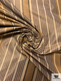 Vertical Striped Yarn-Dyed Silk Taffeta - Antique Gold / Brown / Beige