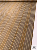 Vertical Striped Yarn-Dyed Silk Taffeta - Antique Gold / Brown / Beige