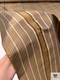 Vertical Striped Yarn-Dyed Silk Taffeta - Antique Gold / Brown / Beige