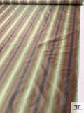 Hazy Vertical Striped Yarn-Dyed Silk Taffeta - Purple / Sage / Burnt Orange