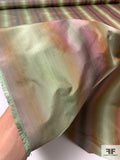 Hazy Vertical Striped Yarn-Dyed Silk Taffeta - Purple / Sage / Burnt Orange