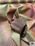 Hazy Vertical Striped Yarn-Dyed Silk Taffeta - Purple / Sage / Burnt Orange