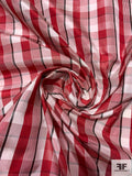 Gingham Plaid Yarn-Dyed Silk Taffeta - Red / Off-White / Dark Eggplant