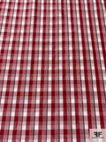 Gingham Plaid Yarn-Dyed Silk Taffeta - Red / Off-White / Dark Eggplant