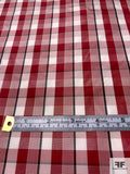 Gingham Plaid Yarn-Dyed Silk Taffeta - Red / Off-White / Dark Eggplant