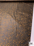 Italian Scribble Graphic Printed Silk Taffeta - Antique Golden-Brown / Black