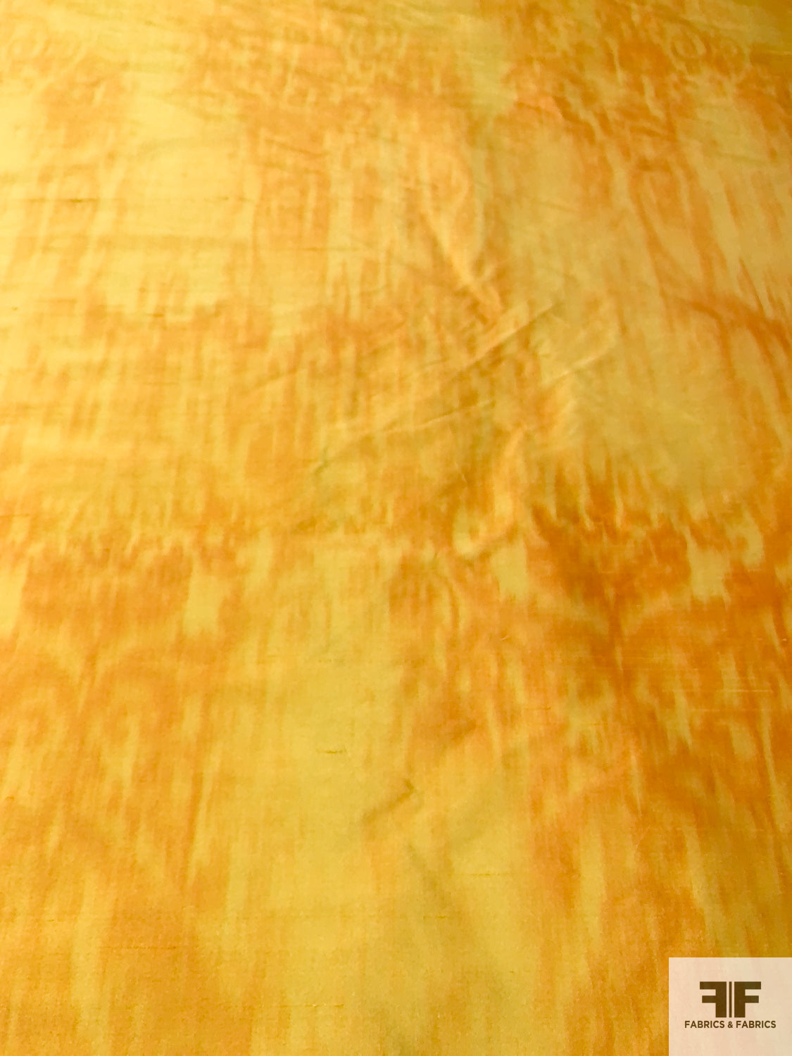 Hazy Graphic Warp Printed Silk Shantung - Orange / Yellow