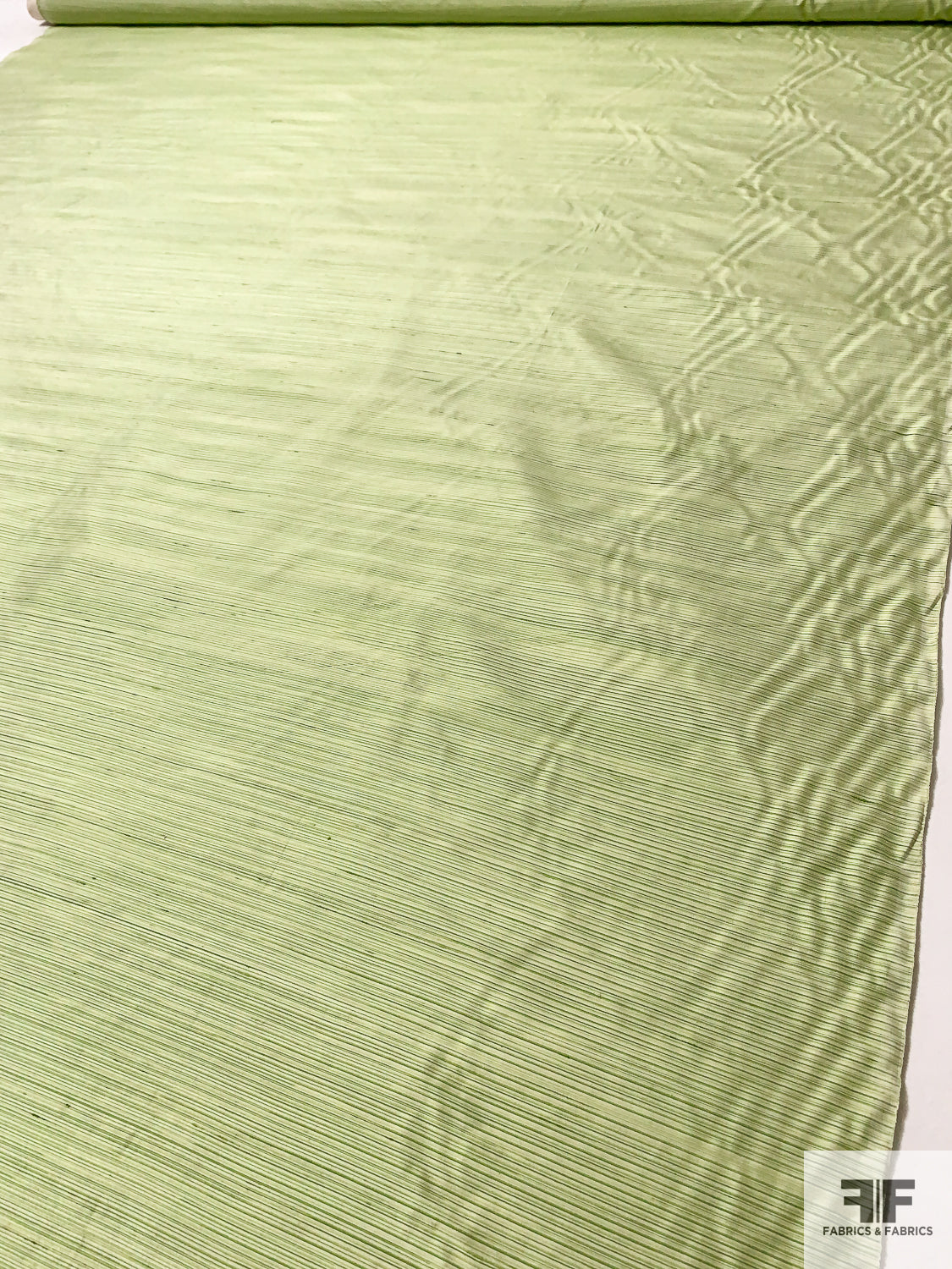 Italian Yarn-Dyed Horizontal Striped Silk Shantung - Shades of Green