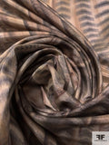 Exotic Striations Warp Printed Polyester Taffeta - Tan / Brown / Black