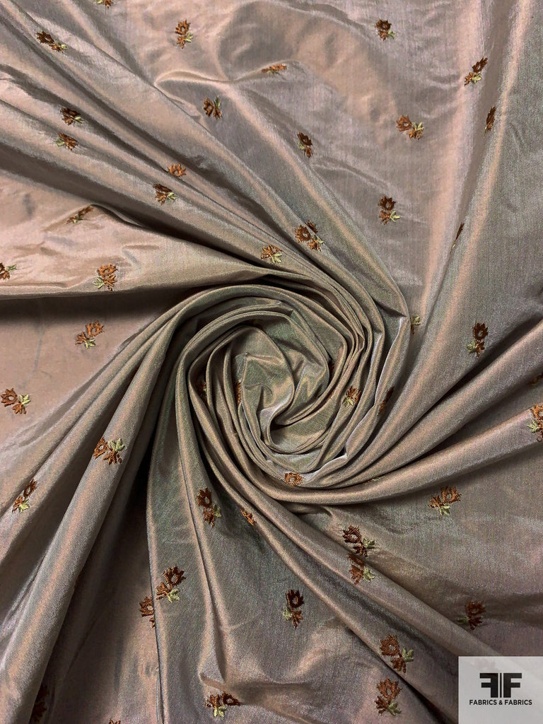 Misted Yellow/Multicolor Embroidered METF-023/1 Silk Taffeta