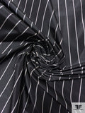 Vertical Striped Silk Taffeta - Black / Light Grey