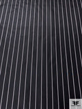Vertical Striped Silk Taffeta - Black / Light Grey