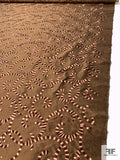 Swirly Geo-Vines Embroidered Silk Shantung - Brown / Copper / Burgundy