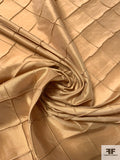 Diamond Grid Stitched Polyester Taffeta - Biscotti Gold