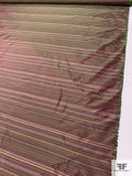 Horizontal Striped Silk Taffeta - Purple / Antique Greens / Pink