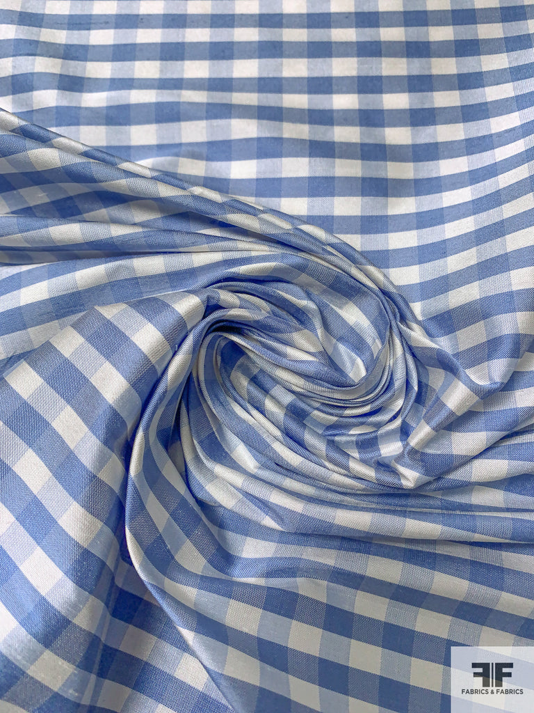 Mint White Gingham Shantung 743 Fabric