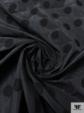 Bouclé Embroidered Polka Dots on Silk Taffeta - Black