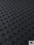 Bouclé Embroidered Polka Dots on Silk Taffeta - Black