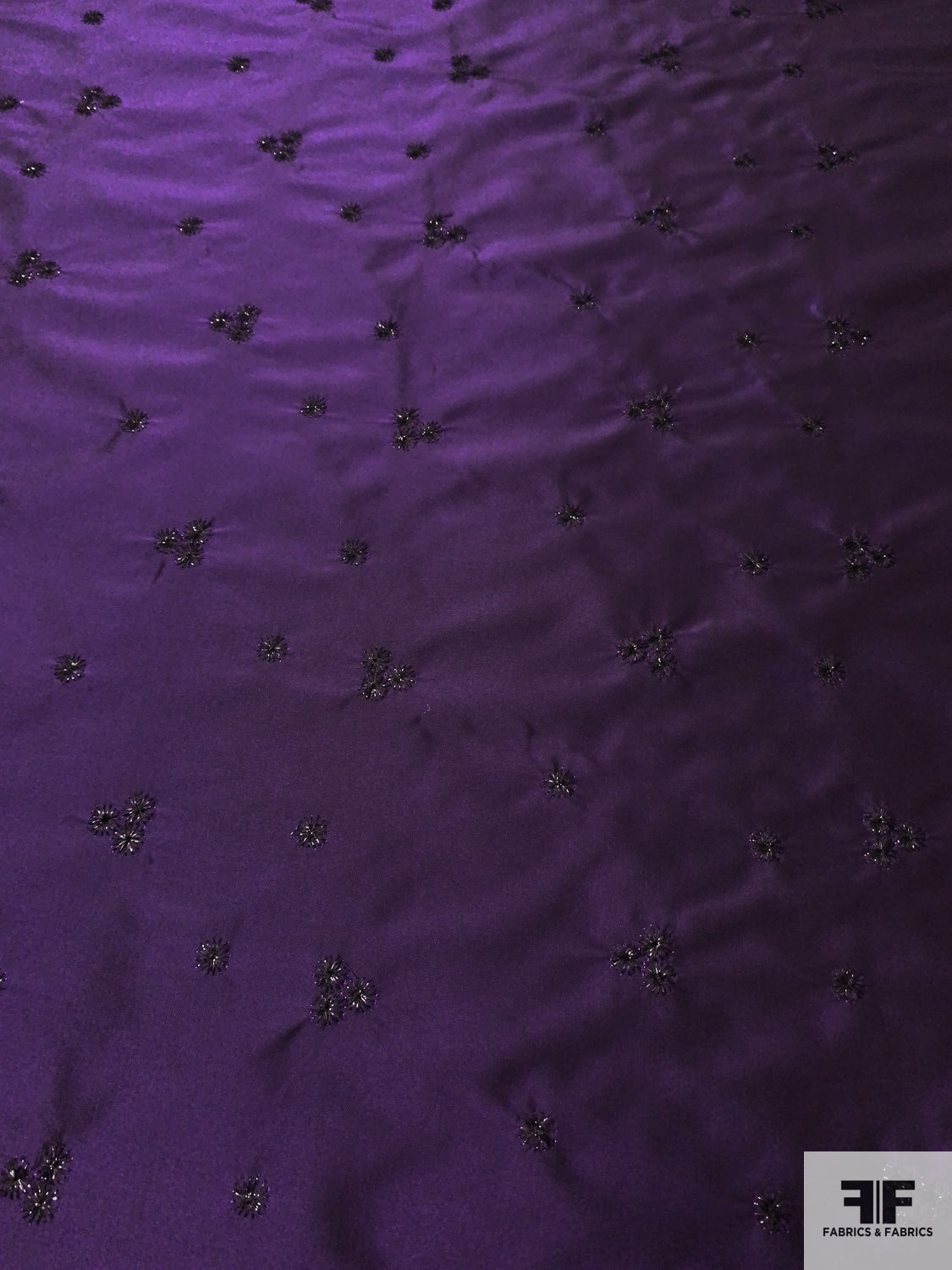 Star Clusters Embroidered Polyester Taffeta - Purple