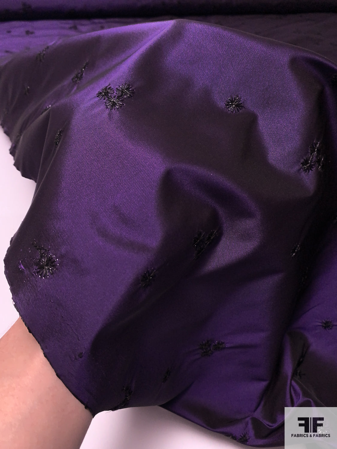 Star Clusters Embroidered Polyester Taffeta - Purple