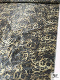 Hazy Animal Pattern Warp Printed Polyester Taffeta - Dark Grey / Olive / Pastel Lime