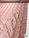 Large Windowpane Stitched Silk Shantung - Pearlized Antique Peach