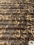 Hazy Animal Pattern and Striped Warp Printed Polyester Taffeta - Tan / Brown / Coral